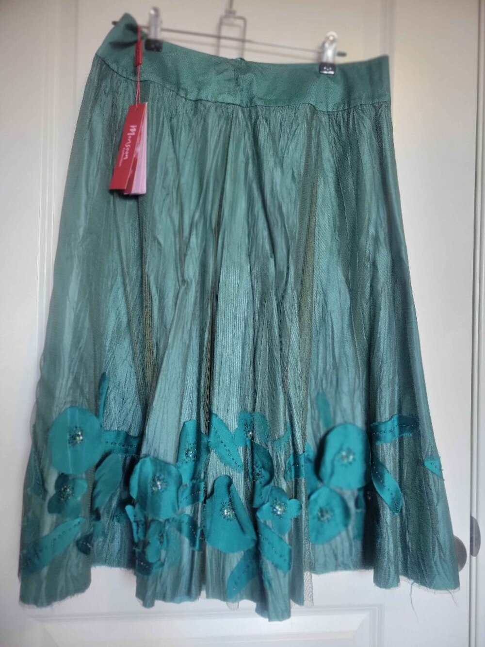 MONSOON flowy fairy-core green tulle-like skirt, womens